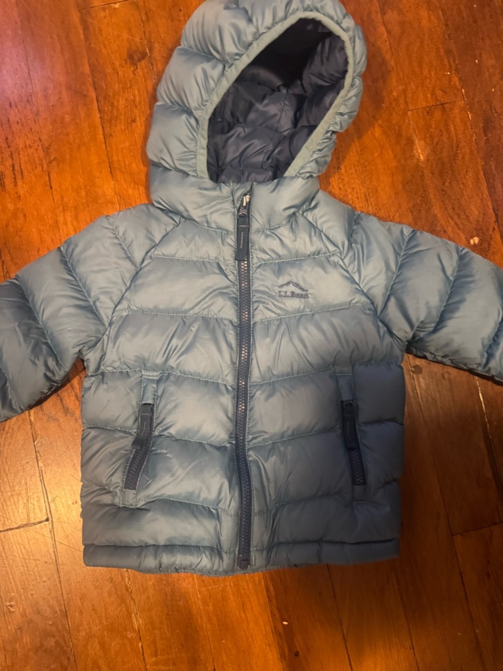 Llbean Hooded Puffer Jacket - Blue/teal size 6-12 month so soft and warm